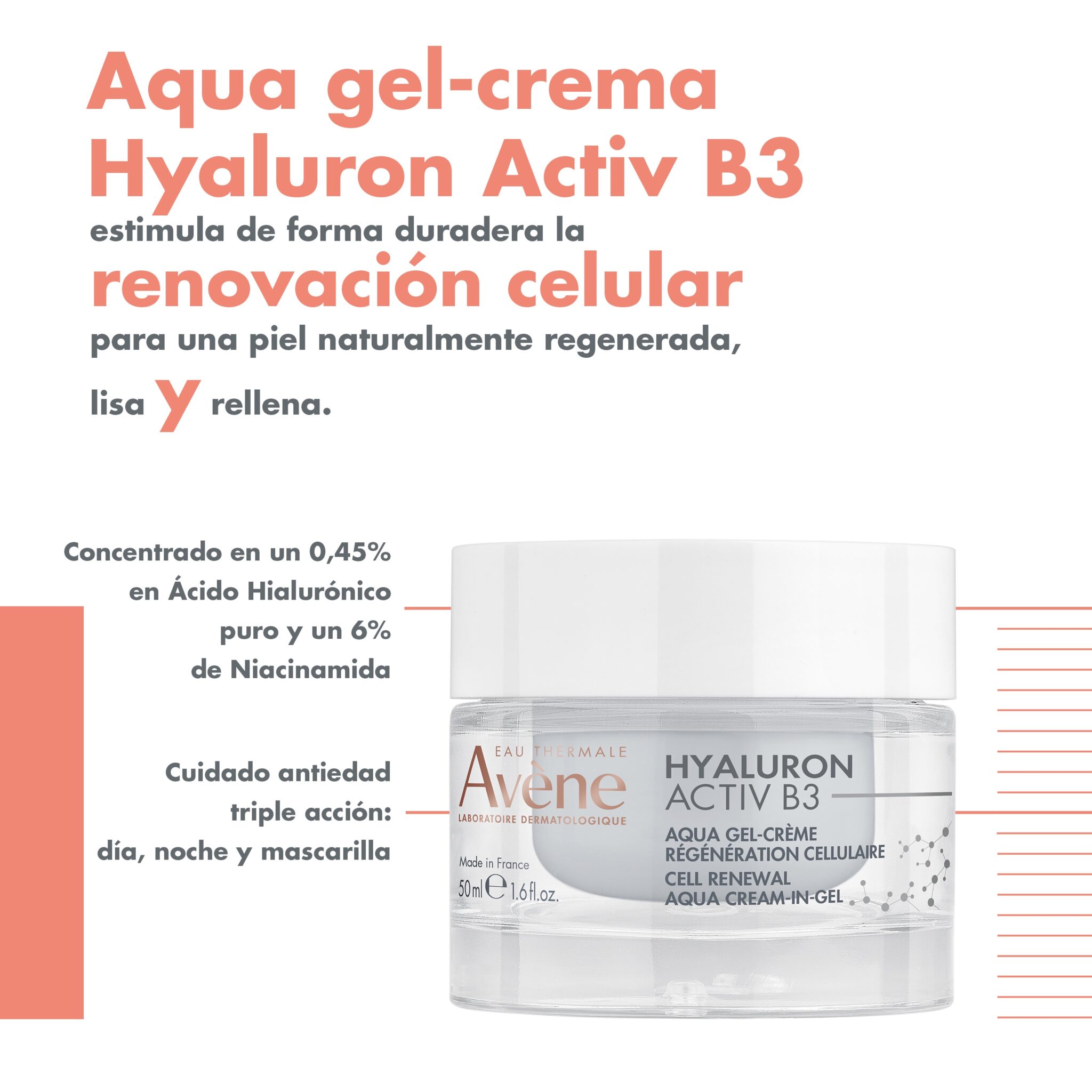 Avène presenta Hyaluron Activ B3 en textura aqua gel su último avance